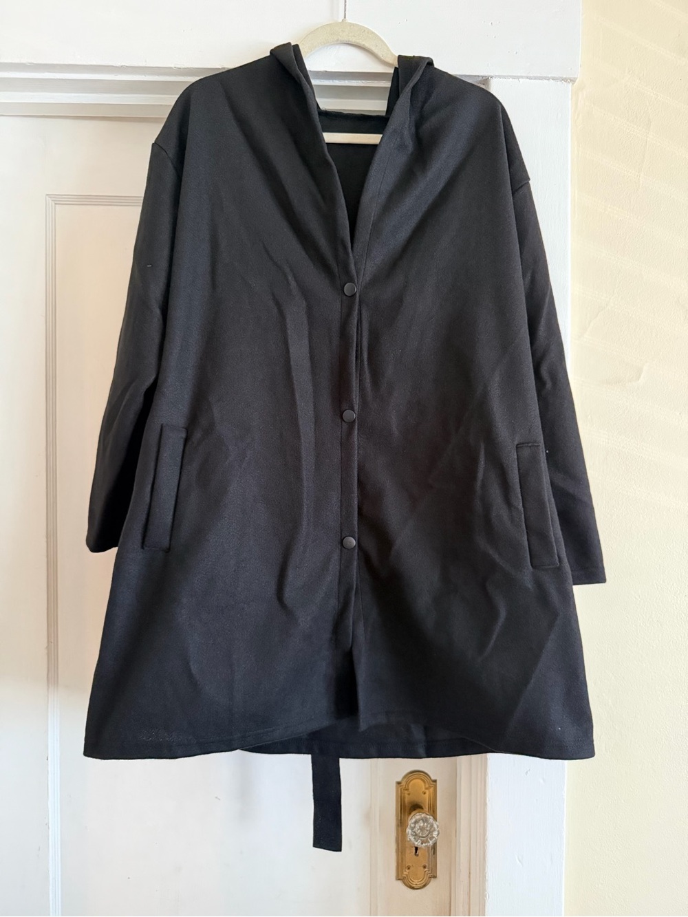 Source Unknown Black Women's Hooded Trench Coat